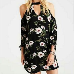 Floral cold shoulder dress